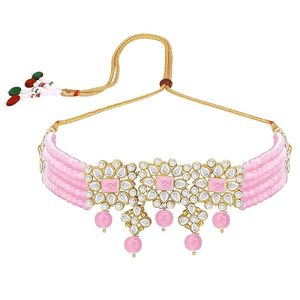 Conjunto de Joyas de Cristal Floral Rosa, Collar y Aretes Chapados en Oro de 22K, Estilo Romántico para Boda de Mujer - Product Image 2