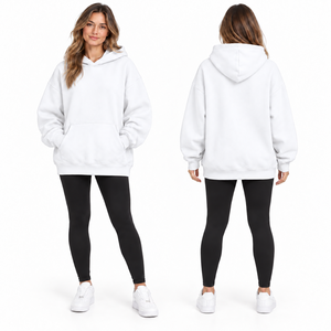Women's Oversized Mint Green Hooded Sweatshirt Long Sleeve Solid Color Fleece Pocket Design Autumn Casual Wear - Product Image 2