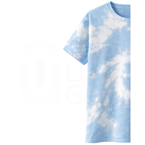 Camiseta de Manga Corta para Hombre, Cuello Redondo, Tejido de Punto, Corte Regular, Color Azul Claro con Patrón Blanco, 100% Algodón Transpirable - Product Image 3