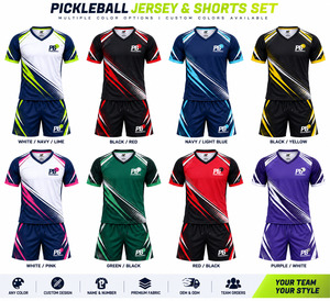 Custom Pickleball <b>Jersey</b> <b>Shorts</b> Set Men's V-Neck Pockets Quick Dry Breathable Heat-Transfer Printing Anti-UV 100% Polyester - Product Image 5