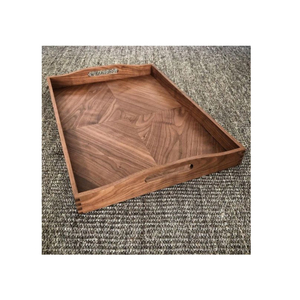 Handmade Solid Wood Serving <b>Tray</b> With Natural Grain Finish Eco-Friendly Rustic Wooden Platter For Breakfast in <b>Bed</b>, Coffee <b>Table</b> - Product Image 5