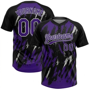 Custom Team Baseball Jersey Digital Printed Polyester Quick Dry Fitted Sports Shirt <b>Henley</b> Neck with Name and Number - Product Image 1