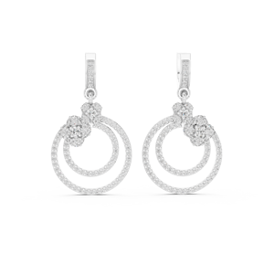 Luxury Trendy IGI Certified <b>Silver</b> Circle Diamond <b>Drop</b> <b>Earrings</b> Womens Wedding Engagement Anniversary Gift Fine Jewelry - Product Image 1