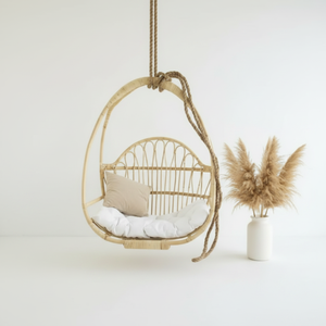 Modern <b>Hanging</b> Egg <b>Chair</b> with Stand Rattan Wicker Swing Cushion Outdoor Patio Garden Balcony Furniture Durable Design - Product Image 1