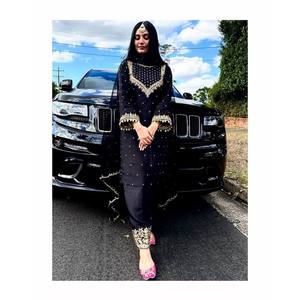 Designer <b>Indian</b> & Pakistani Clothing Party Wear <b>Top</b> Bottom and Dupatta Set - Product Image 4