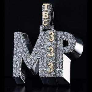 Custom <b>Name</b> Charm Pendant Rhodium Plated Moissanite 925 Sterling Silver Hip Hop Style Iced Out <b>Chain</b> Indian Made for Gift - Product Image 1