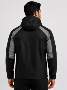Chaqueta Bomber Negra con Capucha para Invierno, 100% Poliéster/Nailon, Delgada, Transpirable, Impermeable, Cortavientos, con Cierre Completo, Ropa Deportiva Exterior para Hombre - Product Image 2