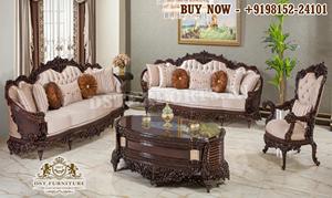 Juego de Sofás de Salón de Estilo Tradicional Premium en Dorado, Muebles de Madera de Teca Antiguos Tallados a Mano, Clásicos y de Lujo, Reino Unido - Product Image 4