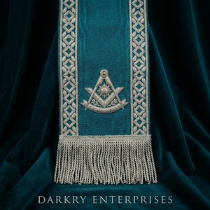 Tablier maçonnique brodé à la main en fil de bullion, velours turquoise, insignes personnalisés en fil d'argent, vêtements de maître maçon, tenue de loge - Product Image 2