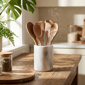 Large Capacity Natural Unique Design Marble Spoon Holder For kitchen Countertop Storage Organizer Spoon Holder - Product Image 5