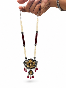 Collier vintage à perles grenat, pendentif en alliage de cuivre, bijoux de mariage pour femme, design à pompon plaqué bronze antique 18 - Product Image 3