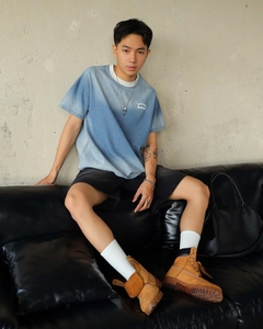 Vintage Washed Denim T Shirt Oversized Short Sleeve Cotton Tee Patchwork Number Graphic Streetwear Top - Product Image 1