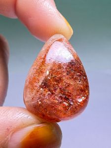 Pierre précieuse naturelle en cabochon de pierre de soleil orange, avec éclat doré et jeu de couleurs, pour bagues, pendentifs et conception de bijoux haut de gamme - Product Image 2