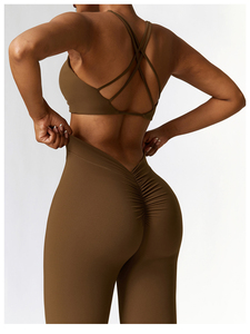 Wholesale Sexy Women High Waist Quick Dry GYM Fitness Yoga Sport Wear Sets Cloths <b>Flare</b> Pants Workout Yoga <b>Leggings</b> - Product Image 6