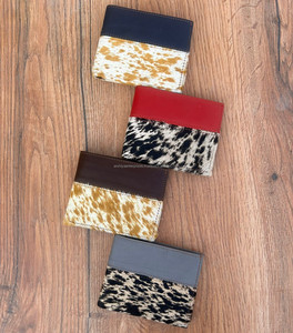 กระเป๋าสตางค์หนังวัวแบบบางสำหรับผู้ชายทำจากหนังวัวตัดบัตรเครดิตแบบพับสองพับขนาดเล็ก - Product Image 2