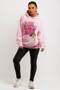 Sudadera con Capucha Extra Grande para Mujer, Color Rosa, de Algodón Tejido, Manga Larga, con Bolsillos, Ropa Casual de Otoño - Product Image 3