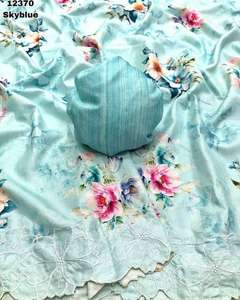 Sari indio de seda con diseño exclusivo y elegante blusa, estilo moderno, elegante y a la última moda, para fiestas, ocasiones informales, para mujer. - Product Image 3