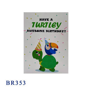 Tarjeta de Felicitación Pop-Up Personalizada con Diseño de Tortuga Feliz, Artesanía Vietnamita, Flores de Papel, Impresión Offset, Día de San Valentín - Product Image 1