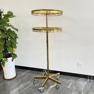 Porte-vêtements rotatif à 2 niveaux en acier inoxydable robuste, réglable, doré, avec roulettes, pour écharpes, ceintures et pantalons - Product Image 3