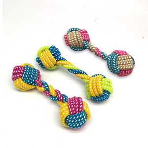 Jouets à mâcher interactifs multicolores pour chiots, corde en coton durable à 2 nœuds de 12 pouces, pour mâcheurs agressifs, soulagement de l'anxiété, fournitures pour animaux en gros - Product Image 1