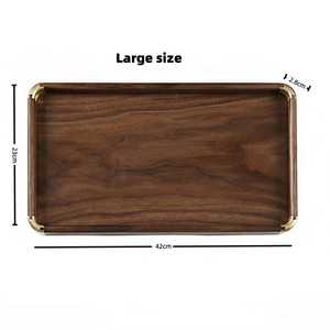 Wholesale Custom Modern Rectangle Walnut Wood Serving Tray Dishwasher Safe Polished Finish Handles <b>Large</b> & Small Sizes - Product Image 5