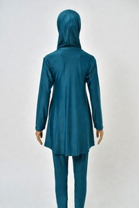 Maillot de bain musulman unisexe intégral léger UPF30 en polyester/nylon avec hijab, robe de bain à manches longues et pantalon long, couleur unie ou color-block - Product Image 4