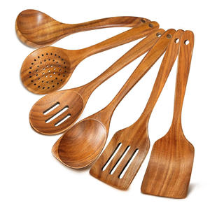 Utensilios de cocina de lujo para wok, espátulas de madera sostenibles, utensilios antiadherentes, juego de espátulas de madera. - Product Image 2