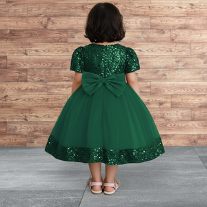 Nouvelle Arrivée 2026 – Robe de Soirée de Luxe pour Enfants, en Velours Vert Brodé de Paillettes et Tulle, Idéale pour Mariages et Événements Spéciaux pour Filles - Product Image 2