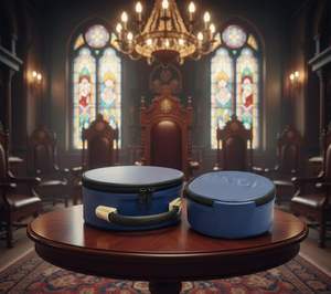 Freemason Masonic Fez Cap Case – Premium Imitation Leather, Portable <b>Hat</b> Storage & Display <b>Box</b> (Blue) - Product Image 2