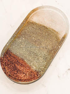 Quality Best Polished Resin Tray With Golden <b>Foil</b> Custom Size Serving Tray for Oval Shape Home <b>Kitchen</b> and Tabletop - Product Image 4