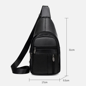 Nuevas bolsas de pecho de negocios para hombre, bandolera informal de cuero genuino, bandolera impermeable para viajes al aire libre, ecológica - Product Image 3