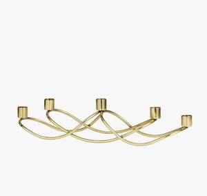 Support de bougies en laiton moderne en forme de vague, chandelier multiple sculptural, centre de table décoratif pour salle à manger, vente en gros - Product Image 2