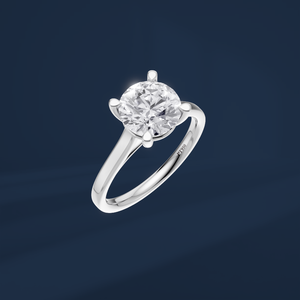 Bague de fiançailles pour femme en platine PT950 avec diamant rond taille brillant, style classique, bijoux fins - Product Image 1