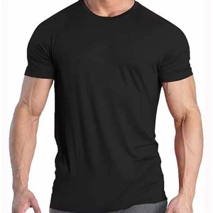 T-shirts noirs personnalisés pour hommes, manches courtes, col rond, 100 % coton peigné, logo frontal, style formel, coupe ample, anti-boulochage - Product Image 3