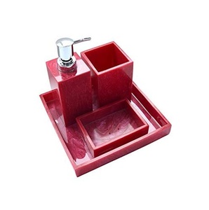 Classic Eco-Friendly Square Resin Bathroom Three-piece Set with Soap Dispenser Tooth <b>Brush</b> Holder & Vanity Tray for Home Use - Product Image 6