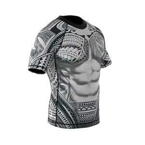 Maillot de compression MMA pour homme, manches courtes, col rond, sublimation, séchage rapide, respirant, pour MMA/BJJ/Karaté - Product Image 4