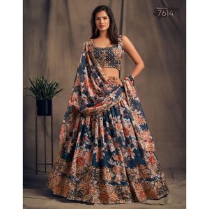 <b>Beautiful</b> Printed Work Lehenga Choli by Rency <b>Creation</b> in Black Size M for Parties and Club Wear - Product Image 2