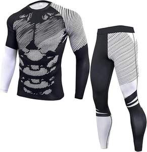 Vêtements de sport de compression pour hommes, ensembles de gym, chemise à manches longues, pantalon, ensemble de course à pied ajusté - Product Image 2