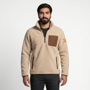 Custom <b>Men's</b> Soft Shell Sherpa Fleece <b>Half</b> <b>Zip</b> Pullover Windproof Waterproof Outdoor Thermal <b>Jacket</b> Winter Hiking Casual Wear - Product Image 1