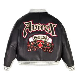 Chaqueta de Cuero Avirex de Calidad Original Hecha en Fábrica 2026 Premium para Hombre con Cuello Alto y Diseño Acolchado con Logotipo Frontal - Product Image 3