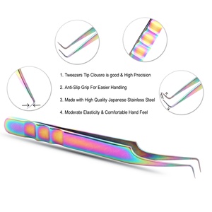 Pinces à cils professionnelles personnalisées avec logo, légères, multicolores, à 90 degrés, non corrosives - Product Image 2