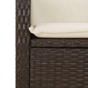 Conjunto de comedor para jardín en color marrón con cojines en color blanco crema, mesa y sillas negras - Product Image 6