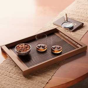 Plateaux en bois naturel personnalisables en gros, en acacia et mangue, avec dessus en onyx poli, pour applications décoratives extérieures - Product Image 1