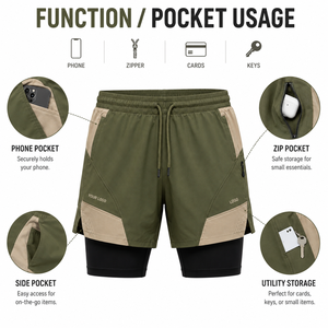 <b>Men's</b> Eco-Friendly Breathable Color Blocked Quick Dry Sport <b>Shorts</b> Custom Drawstring Waist Mid Length Multicolor <b>Shorts</b> For <b>Men</b> - Product Image 3