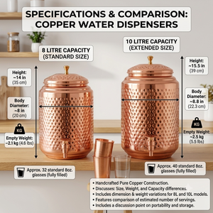 Distributeur d'eau artisanal en cuivre martelé style baril, avec couvercle et robinet, pour la maison, les hôtels, les restaurants, vente en gros - Product Image 5