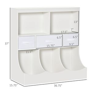 Bianco Freestanding armadietto per bambini con cassetti portaoggetti giocattolo Organizer e libreria espositore per camera da letto guardaroba - Product Image 3