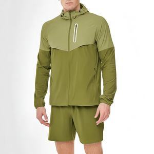 Men's Color Blocking Hooded <b>Track</b> Suit Sporty Quick Dry Polyester Spring Wear Set Custom Windbreaker Tracksuit Set Hooded <b>Jacket</b> - Product Image 4