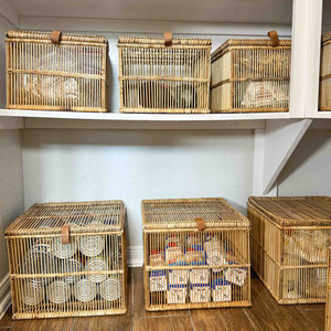 Panier de rangement décoratif en bambou et rotin tissé à la main accessoire décoratif pour la maison - Product Image 4