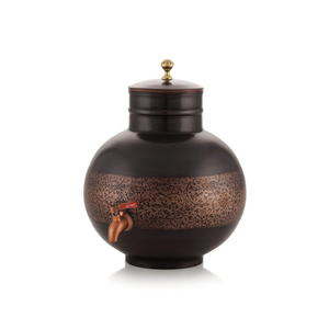 Pure <b>Copper</b> Water Dispenser Designer Black Graphite Barrel Design Matka For Ayurvedic Health Benefit Food Grade <b>Copper</b> Drink Pot - Product Image 3