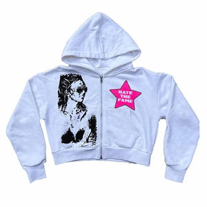 Ensemble 2 pièces Y2K pour femme – Veste patchwork à étoiles et pantalon à jambe droite |   Ensemble de survêtement imprimé lettres High Street - Product Image 4